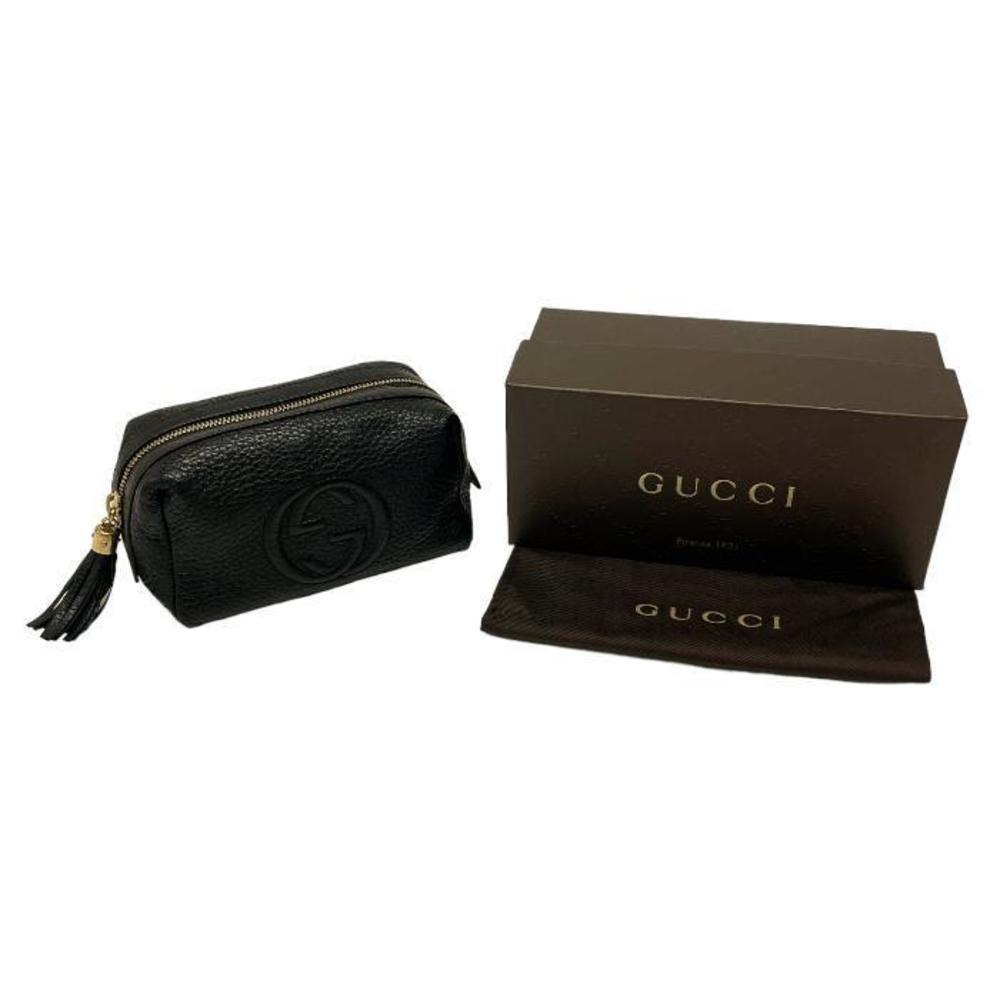Gucci Soho Medium Pouch Leather Cosmetic Black